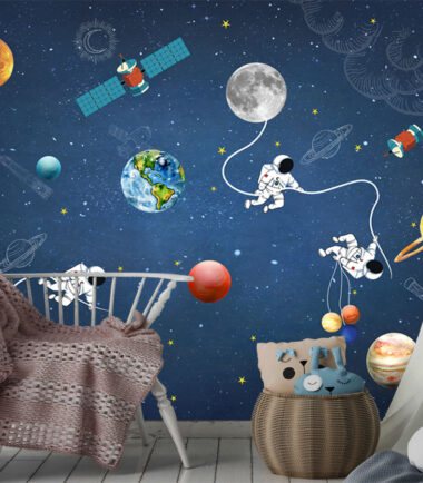 kids planet with astronaut wallpaper