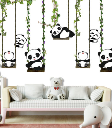 Panda Swinging on Swing Wallpaper