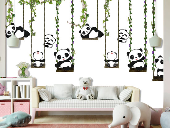 Panda Swinging on Swing Wallpaper