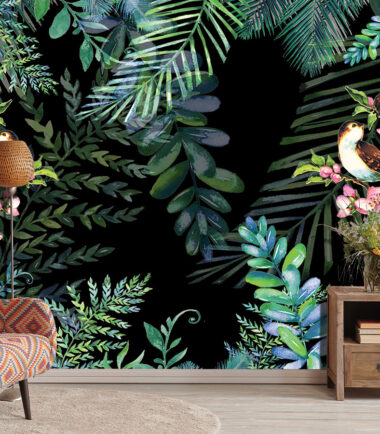 Black Background Tropical Wallpaper