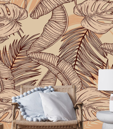 Brown Peel Tropical Leaves Wallpaper