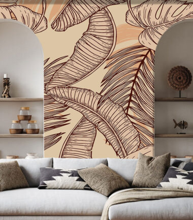 Brown Peel Tropical Leaves Wallpaper