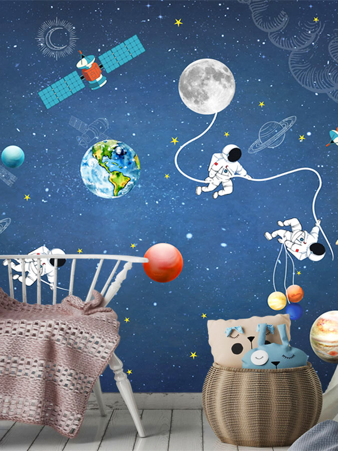 kids Planet With Astronaut Wallpaper