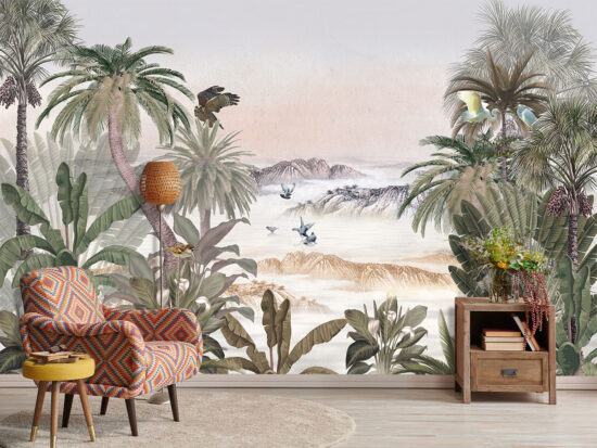Vintage Theme Tropical Foliage ! Digital Wallpaper