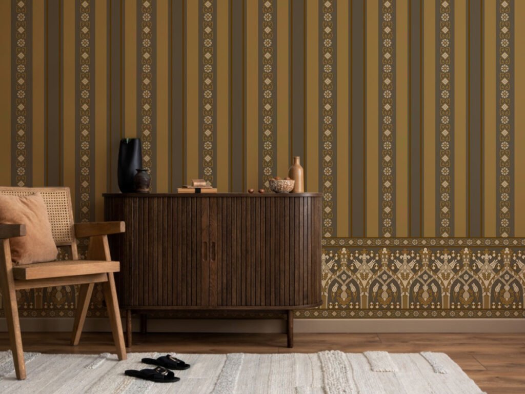 Gray Green Strips Wallpaper