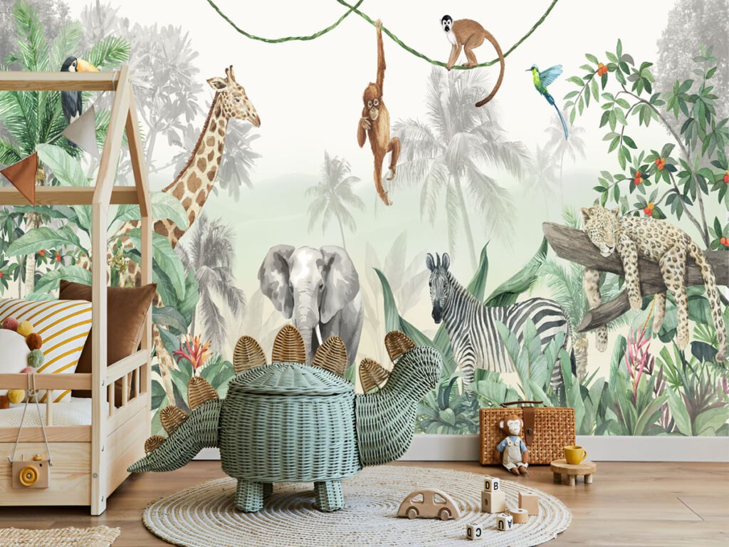 3d kids jungle safari wallpaper