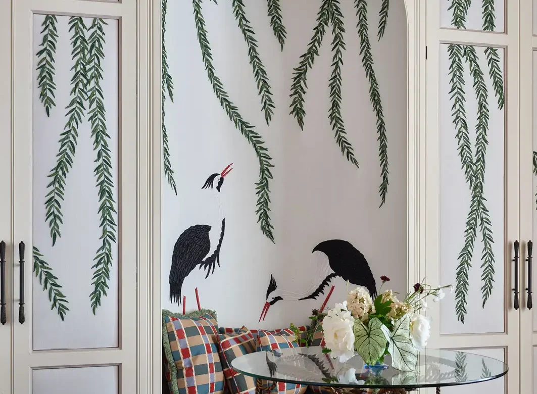 hand embroidery wallpaper