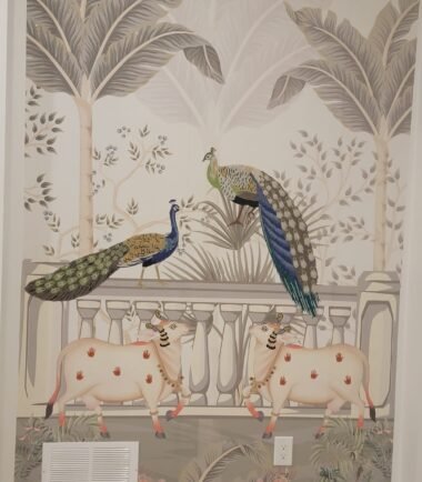 Luxury embroidery wallpaper inspired by handcrafted textile design