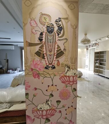 Luxury embroidery wallpaper with textured stitched design for elegant interiors