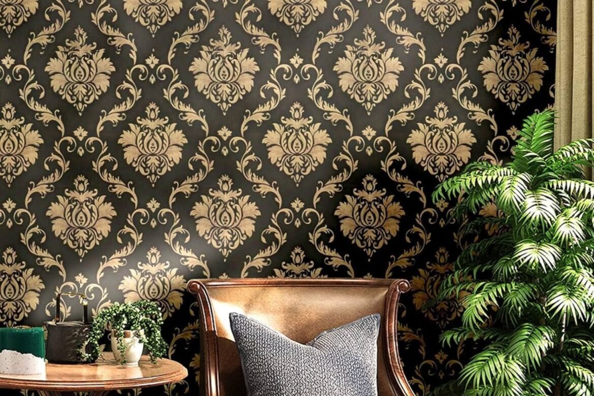 Black and gold luxury wallpaper with premium classic design