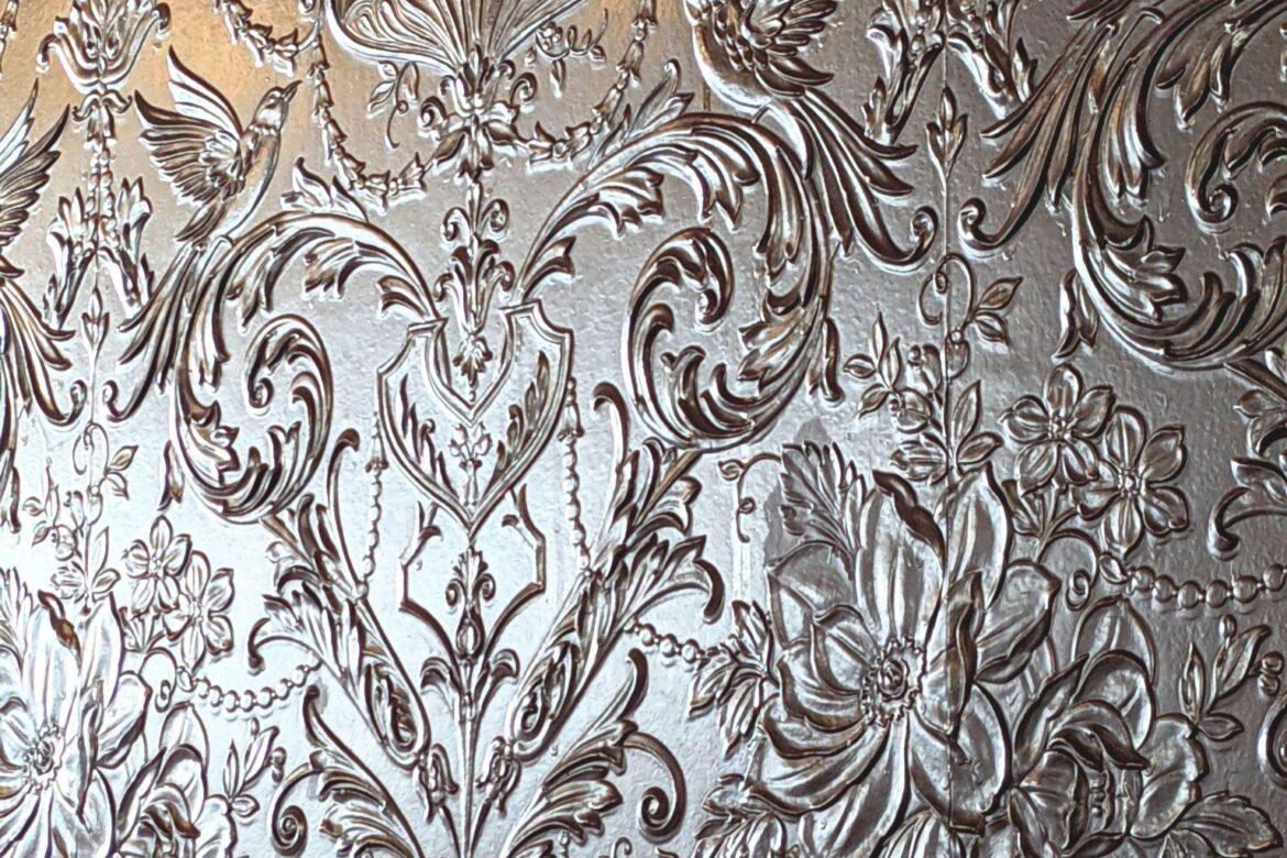 silver embroidery wallpaper India